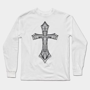 Decorative cross illustration tattoo style Long Sleeve T-Shirt